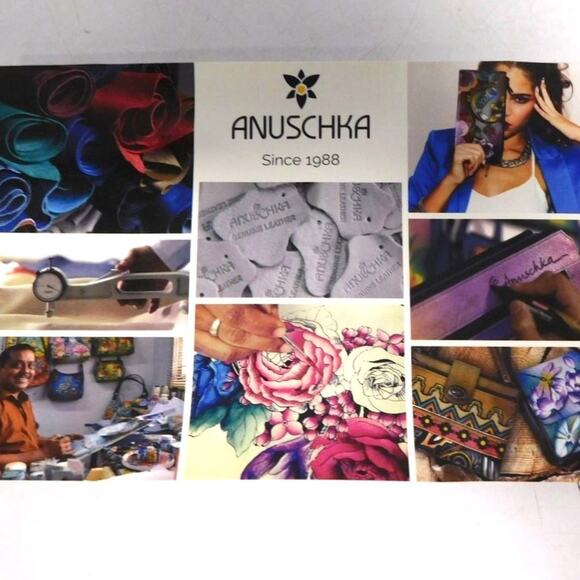 Anuschka Hand Painted Leather Japanese Garden RFID Organizer Crossbody Bag - Picture 6 of 10